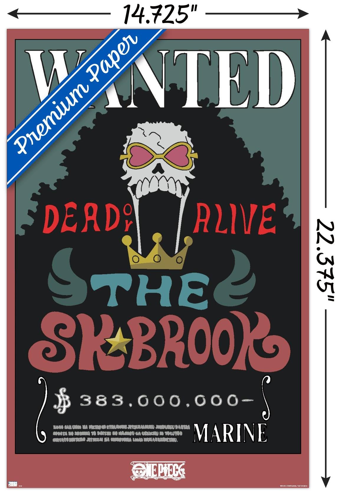 Amazon.com: One Piece - Brook Wanted Poster Wall Poster, 22.4L